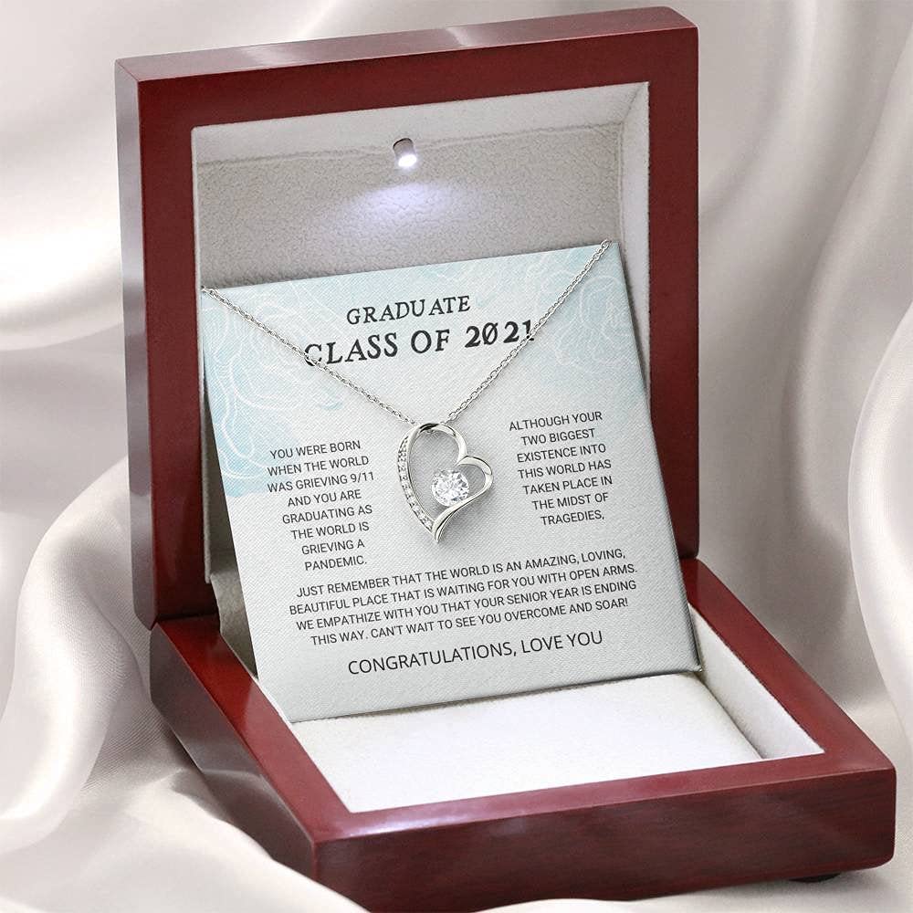 Personalized Graduation Jewelry Gift for Class of 2021 - Forever Love Necklace for Women, Custom Engraved Senior Graduate Present - Perfect for Graduation Ceremonies, Parties & Memory Keepsakes