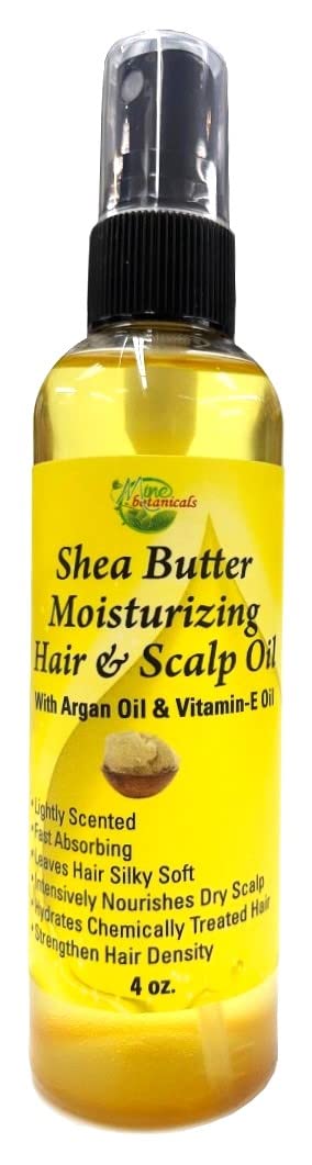 **Mine Botanicals Shea Butter Hair & Scalp Oil - Deep Moisturizing Treatment with Argan Oil & Vitamin E - Perfect for Dry, Damaged Hair & Scalp Care**    (使用场景: Ideal for daily hydration, frizz control, split end repair, and soothing dry scalp.)