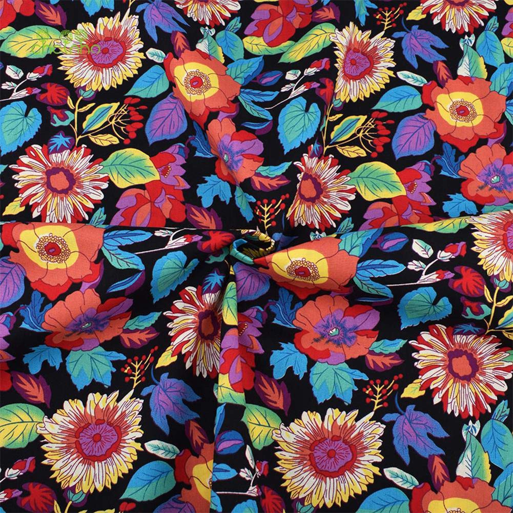 7Pcs 100% Cotton Fat Quarters Fabric Bundles - 19.69” x 15.75” (50cm x 40cm) Precut Quilting Squares for DIY Patchwork, Sewing & Crafting - No Repeat Floral Design - Perfect for Quilts, Tote Bags & Home Decor Projects
