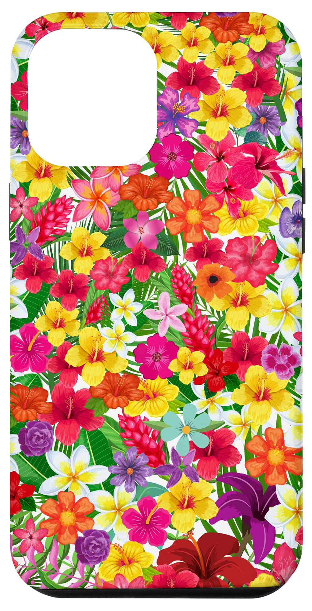 iPhone 12 Pro Max Case - Colorful Tropical Hawaiian Flowers & Ferns Design, Slim Protective Cover for Daily Use, Travel & Outdoor Activities