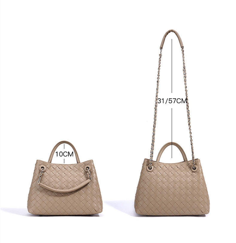Stylish Woven Leather Crossbody Chain Bag for Women - Trendy Handbag Purse with Adjustable Strap - Perfect for Parties, Dating & Daily Use
