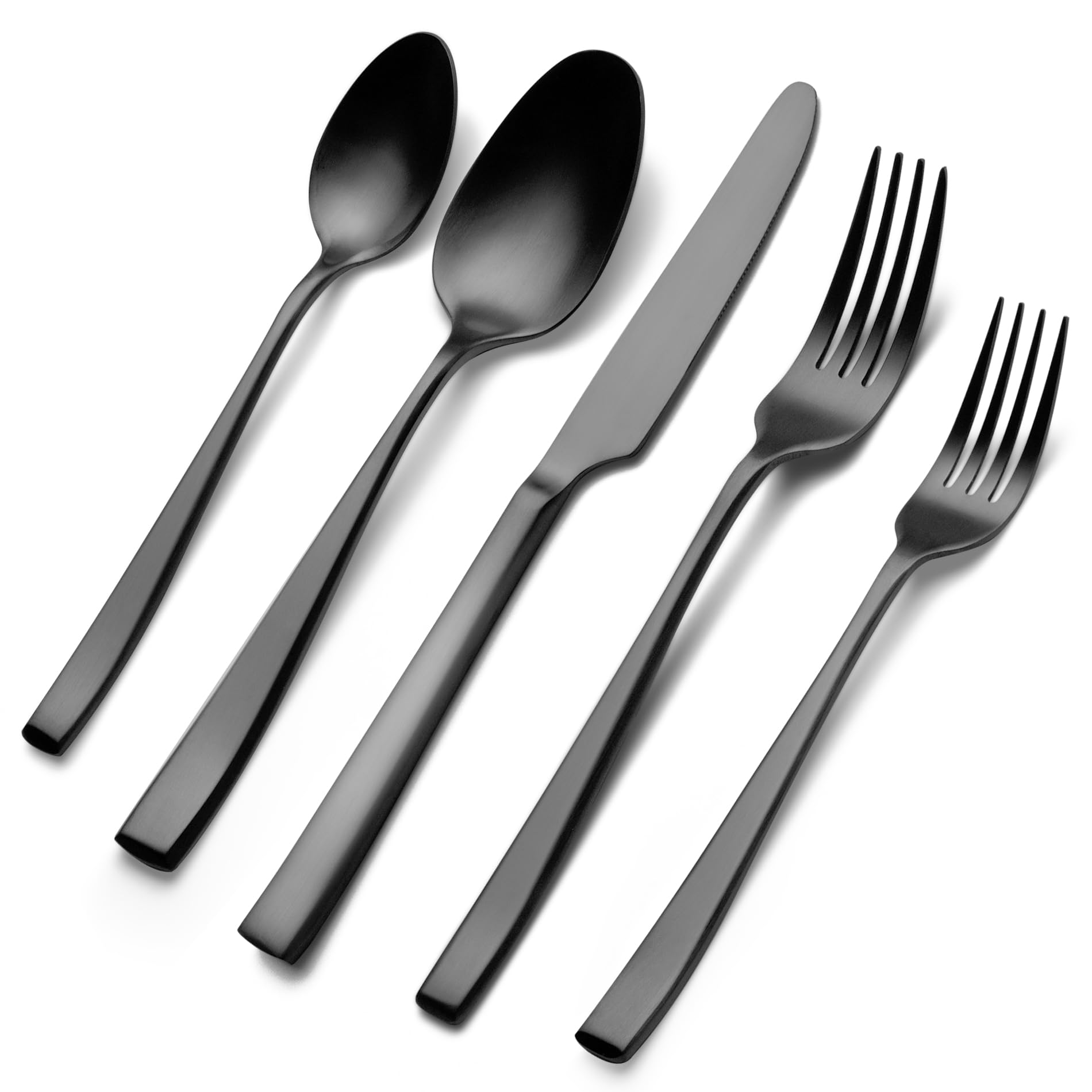 EIUBUIE 40-Piece Matte Black Silverware Set - Premium Stainless Steel Flatware Cutlery Set for 8 (Forks, Spoons, Knives) - Elegant Kitchen Utensils for Dinner Parties, Restaurants & Home Dining
