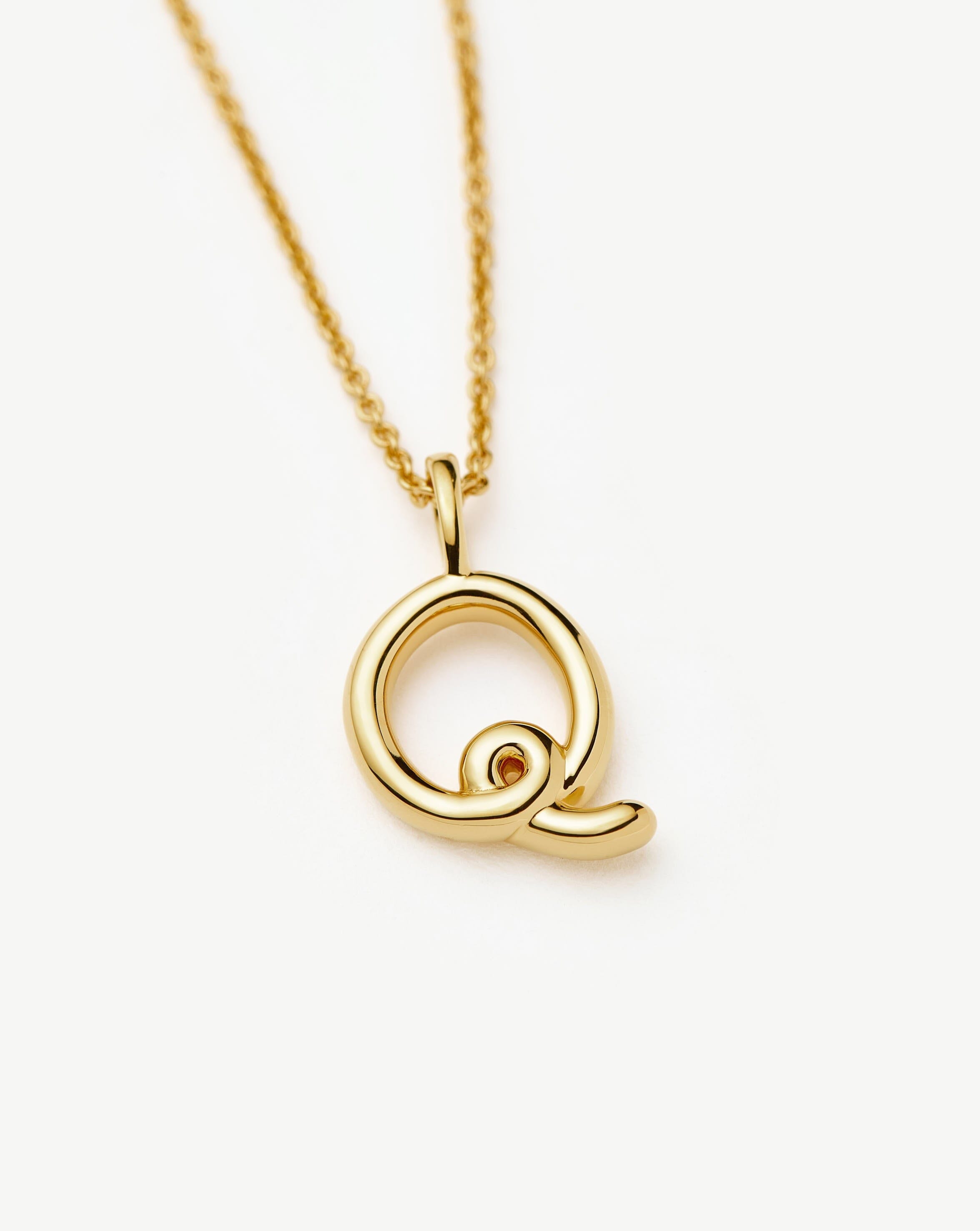 18K Gold Vermeil Curly Molten Mini Initial Necklace - Personalized Letter Q Jewelry for Women, Gift for Her, Birthday, Anniversary, Valentine's Day