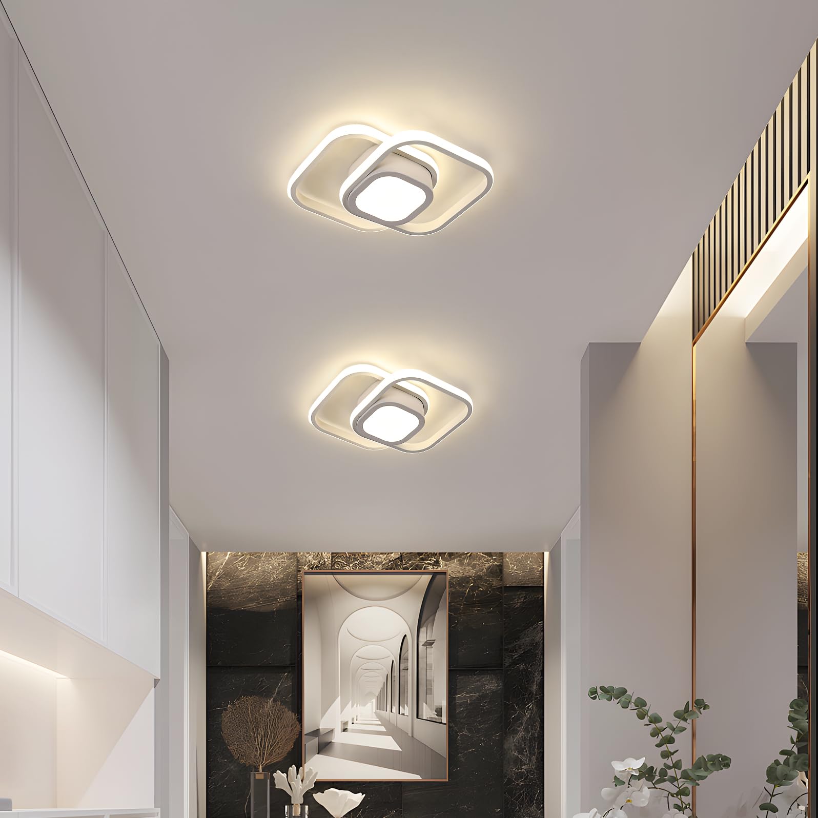 DAXGD 32W 3600LM LED Ceiling Light, Modern Square Acrylic Panel Light, 4500K Natural White, Energy Saving Flush Mount Fixture for Bedroom Kitchen Dining Room Hallway - Perfect for Home Office Lighting and Interior Decor