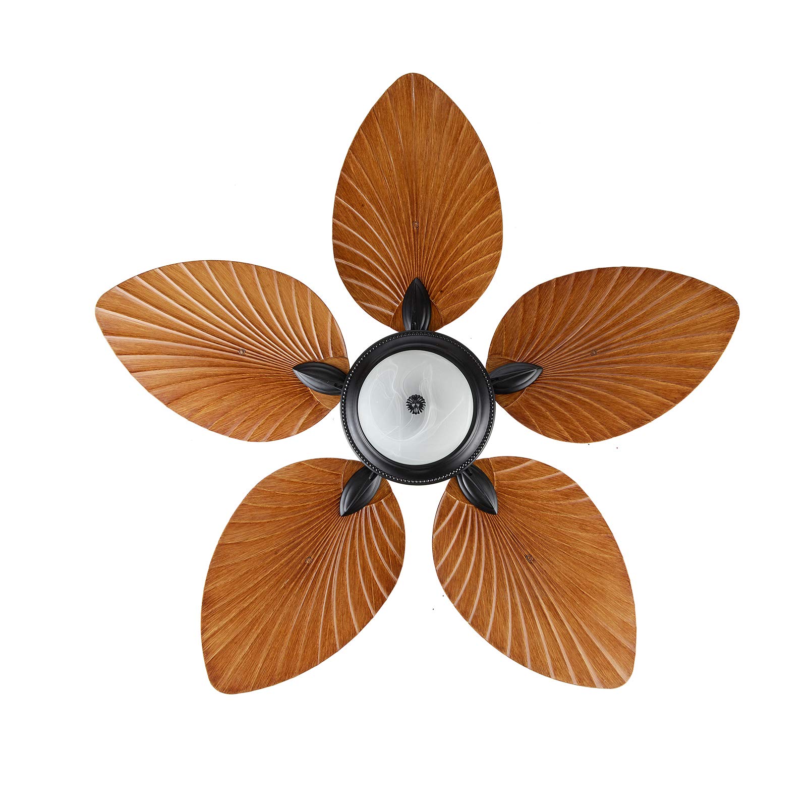 52 Inch Tropical Palm Leaf Ceiling Fan with Lights - 3 Speed Remote Control, 3-Light Fixture & 5 Blades - Premium Indoor/Outdoor Ceiling Fan for Home, Bedroom, Living Room, Restaurant & Patio Decor