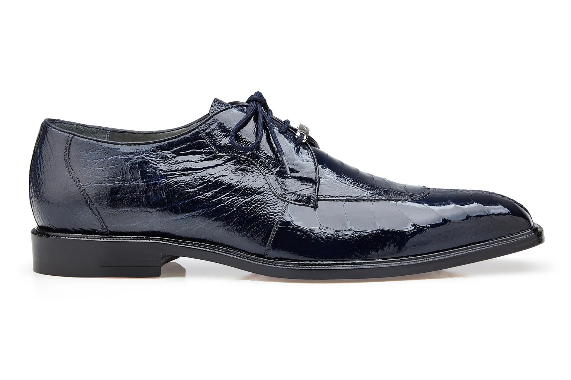 Belvedere Siena Genuine Ostrich Leg Dress Shoes for Men - Navy Blue Luxury Formal Shoes - Perfect for Weddings, Business Meetings & Special Occasions