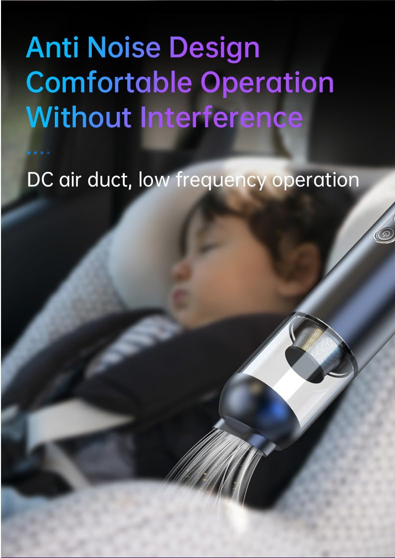 **Powerful 14000PA Cordless Car Vacuum Cleaner - 5-in-1 Handheld Vacuum with Brushless Motor, LED Light & Blow/Suction Function - Portable Mini Vac for Car, Home & Travel - Perfect for Quick Cleanups & Tight Spaces**