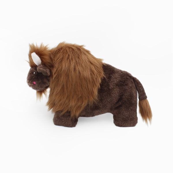 Zippy Paws Billie the Bison Plush Dog Toy - Soft & Durable Wooliez Collection for Chewing, Fetch & Cuddling | Perfect for Playtime, Training & Comfort