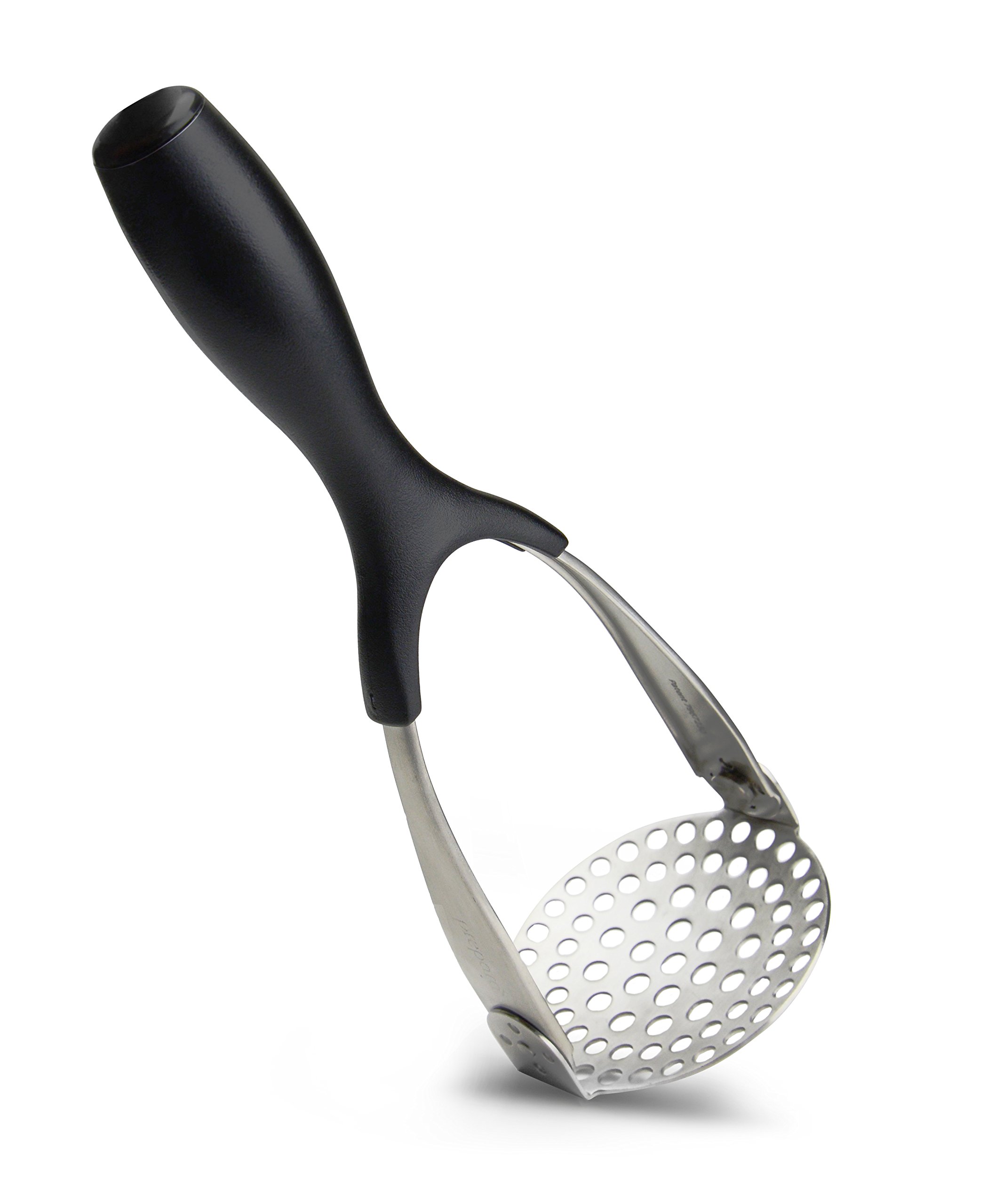 Premium Stainless Steel Potato Masher - Heavy Duty Kitchen Tool for Smooth Mashed Potatoes, Vegetables & Baby Food - Ergonomic Black Handle - Perfect for Home Cooking, Thanksgiving & Meal Prep
