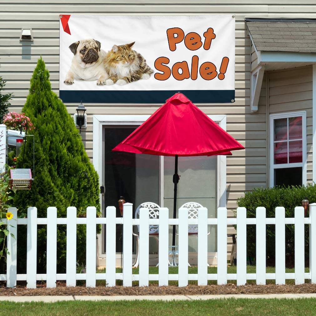 Durable 48x96 Inch Vinyl Banner with 8 Grommets - Weatherproof Outdoor Advertising Sign for Business, Pet Sales & Yard Events - Heavy-Duty Industrial Printing (Multiple Sizes Available) - Perfect for Storefronts, Trade Shows & Outdoor Promotions