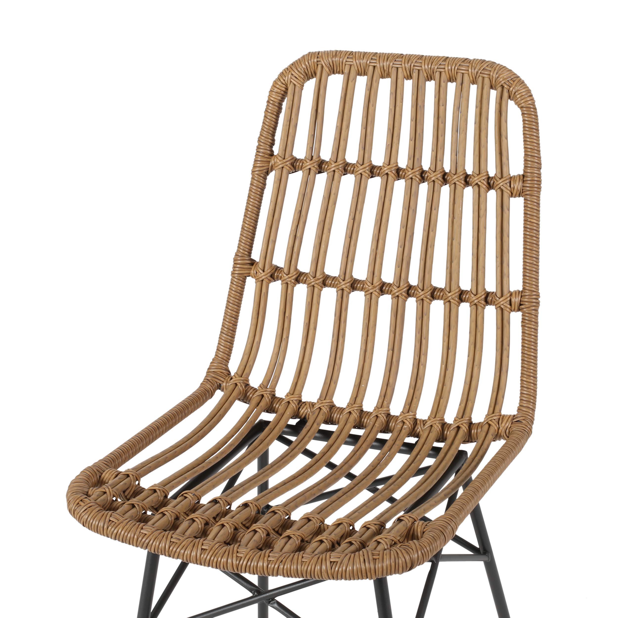 GDFStudio Outdoor Wicker Dining Chairs Set of 2 - Light Brown & Black Patio Furniture - Perfect for Backyard, Garden, and Poolside Dining