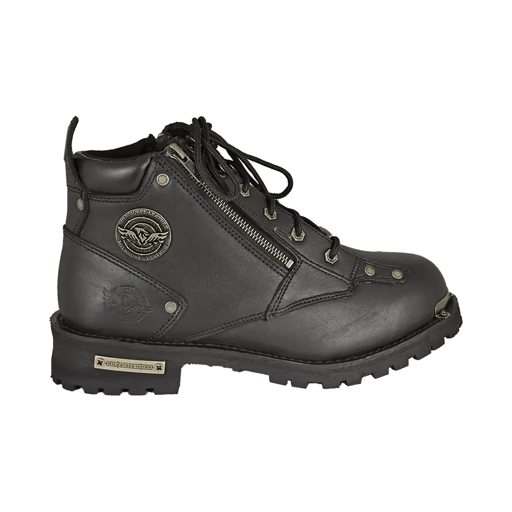 Milwaukee Leather Men's 6-Inch Double Zip Lace-Up Motorcycle Boots - Durable Riding Boots for Cruiser & Sport Bikes - Perfect for Long Rides & Daily Commuting