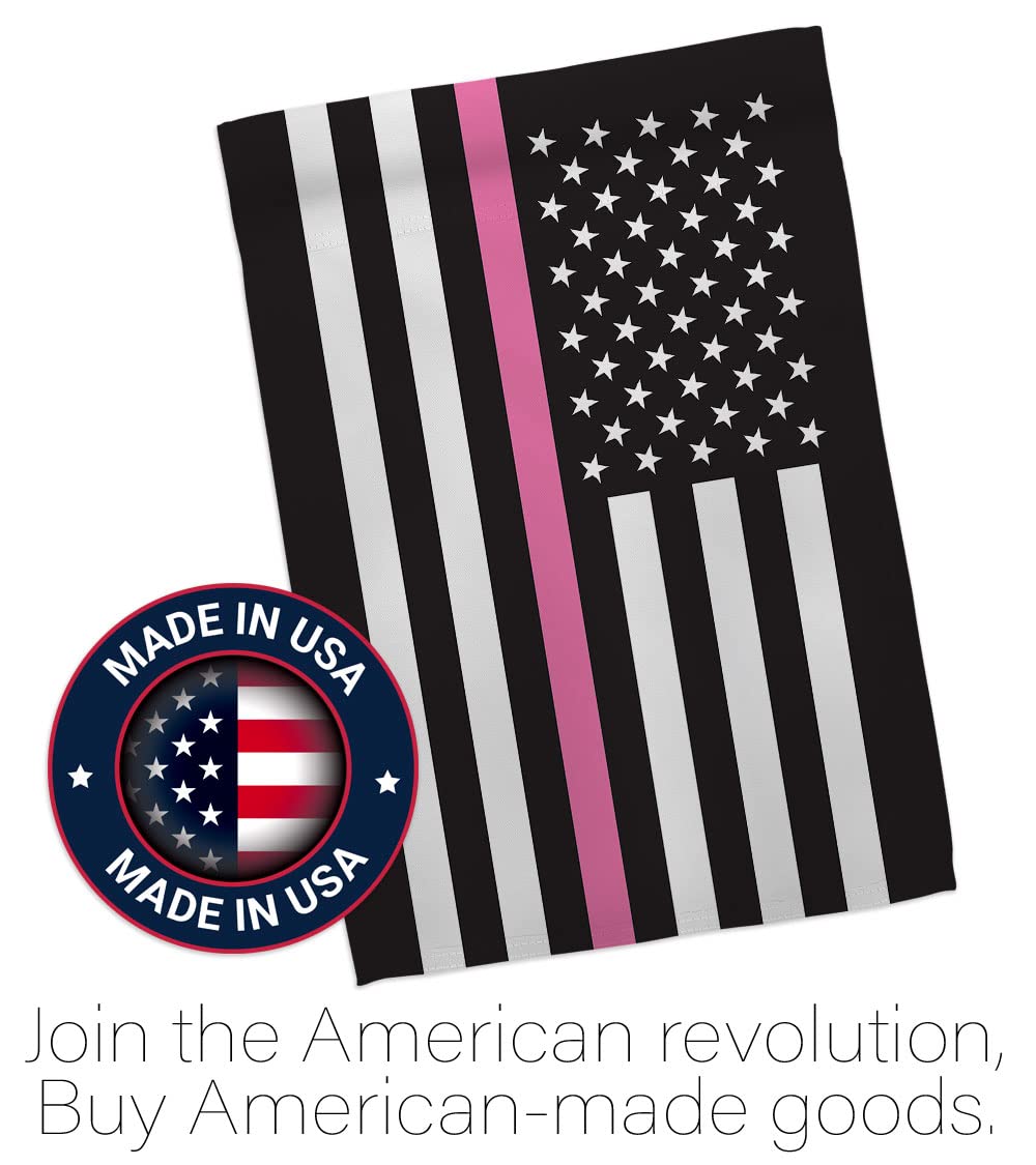 Thin Pink Line House Flag - Double-Sided 28x40 Inch US-Made Garden & Yard Banner with Dowel Set - Breast Cancer Awareness, Autism Support, BLM Ribbon - Inspirational Gift for Survivors & Prevention Advocates (Perfect for Front Porch, Patio, or Memorial Displays)
