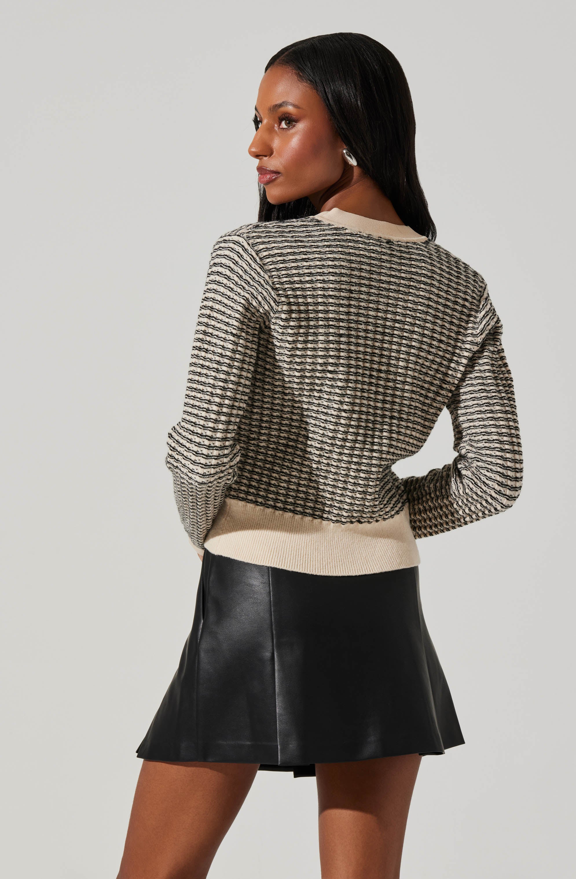 Ellory Striped Cardigan for Women - Soft Knit Long Sleeve Open Front Sweater - Perfect for Fall & Winter Layering, Office Wear & Casual Outfits