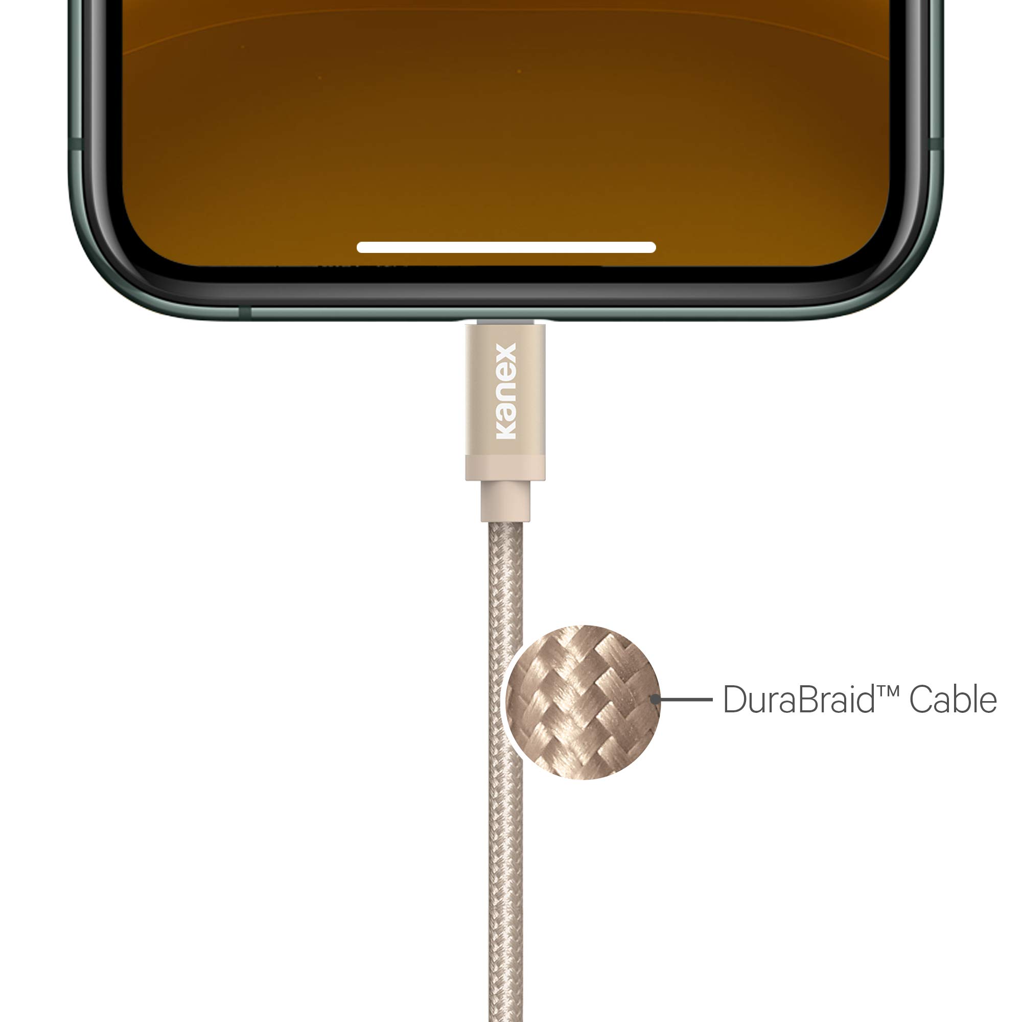 Apple Certified Premium Lightning to USB Cable 6in (15cm) - Gold DuraBraid Fiber for iPhone Charging & Data Sync | Perfect for Home, Office & Travel