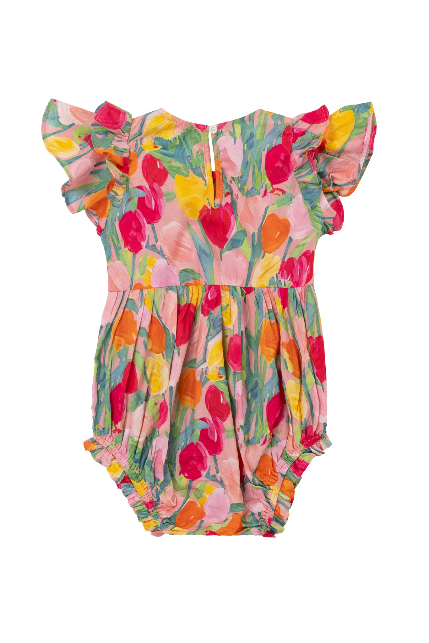 Baby Hattie Romper in Tulips - Soft Cotton Infant Jumpsuit with Floral Print - Perfect for Playtime, Photo Shoots & Special Occasions