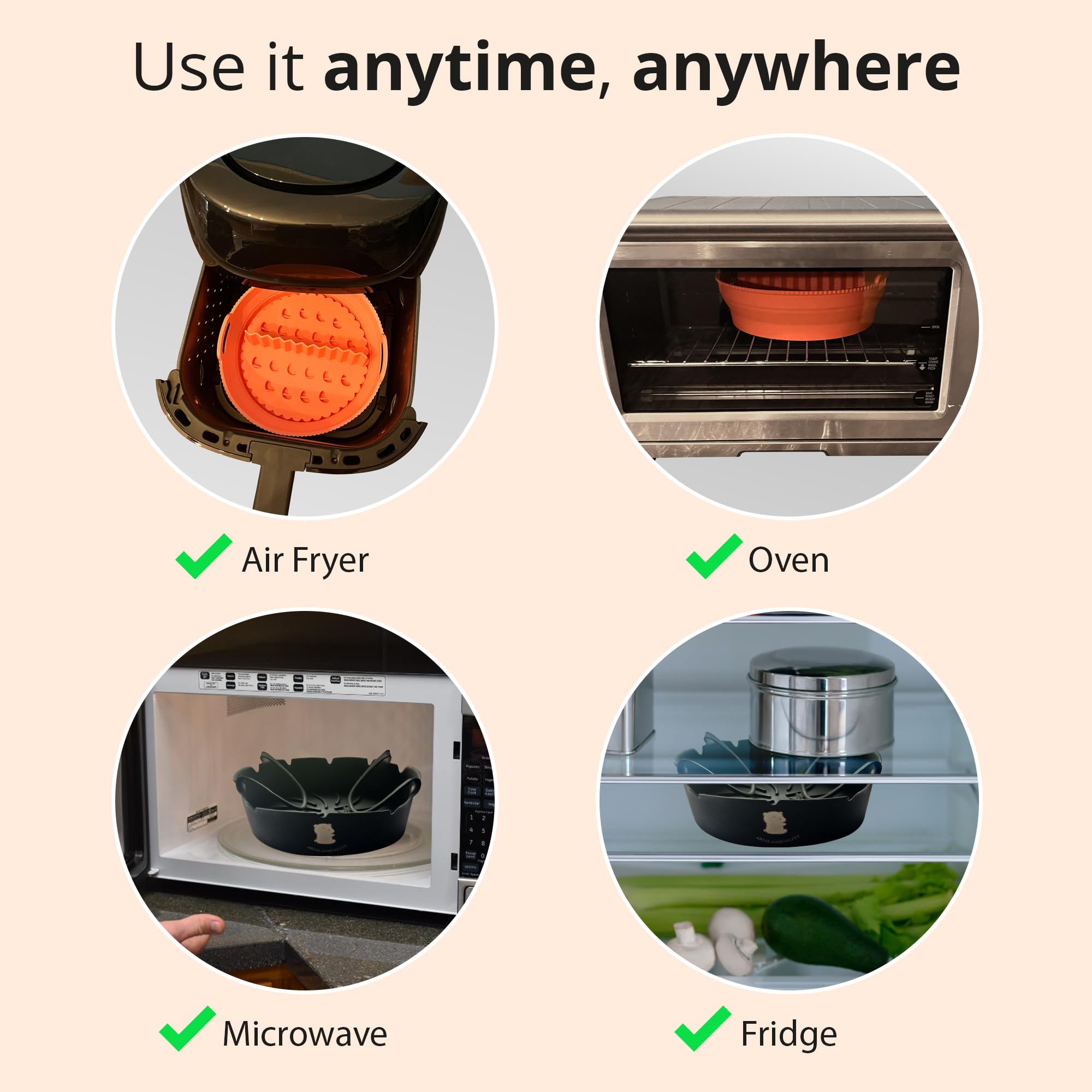 7-Piece Air Fryer Accessories Set - Non-Stick Silicone Liners, Egg Bite Mold & Reusable Basket Liner for Healthy Cooking | Perfect for Air Fryer XL, Instant Pot & Ninja Foodi | Bake, Roast & Meal Prep