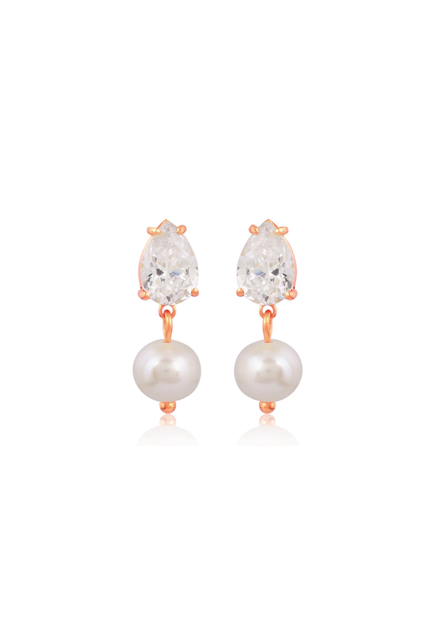 Lola Knight Sutton Pearl & Teardrop Crystal Earrings in Rose Gold - Elegant Dangle Earrings for Women, Perfect for Weddings, Parties & Special Occasions