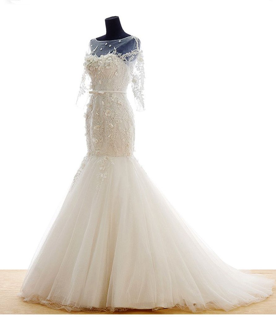 Elegant Long Sleeve Lace Mermaid Wedding Dress for Women - Perfect for Bridal Ceremonies, Formal Events & Romantic Photos