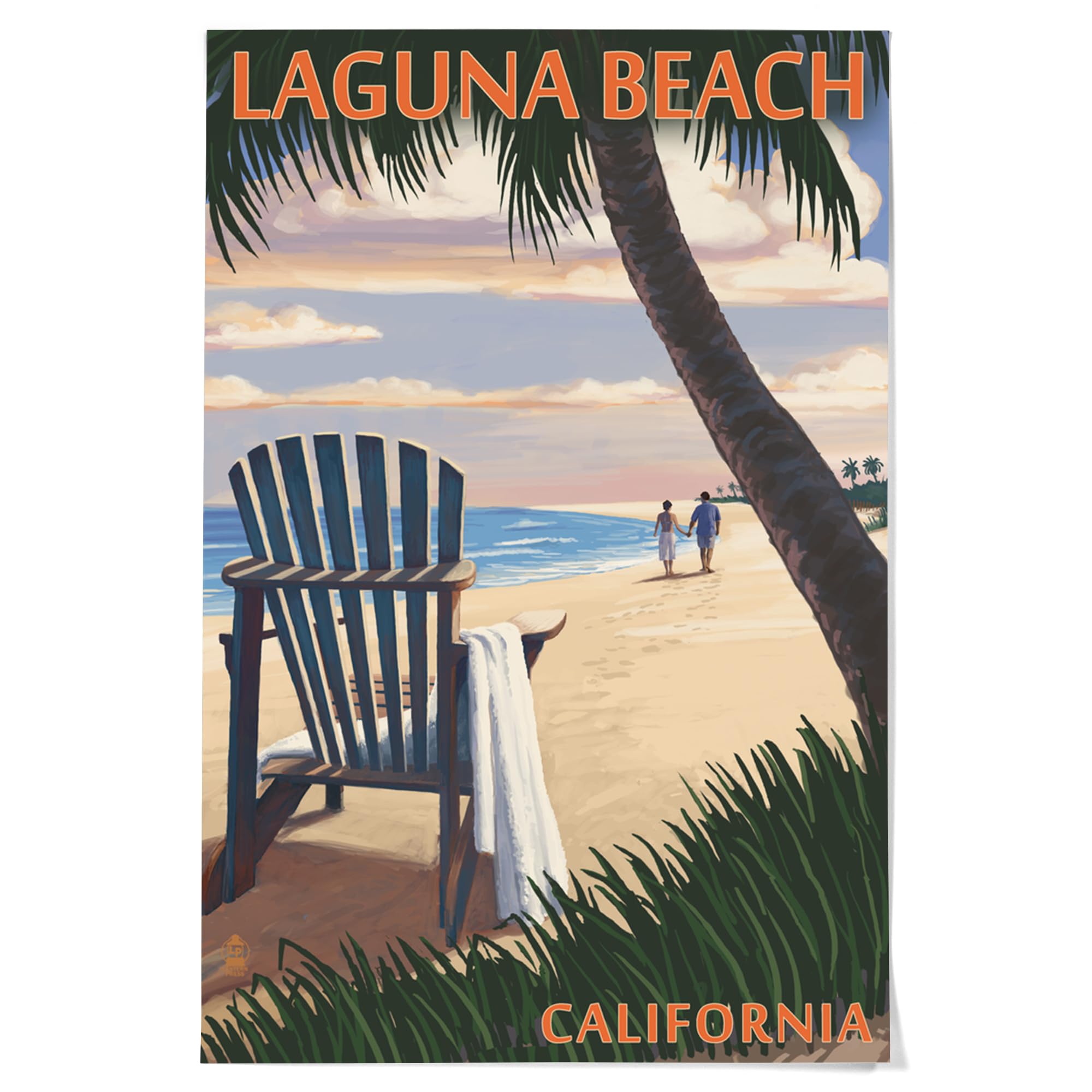 Lantern Press 36x54 Inch Giclee Art Print - Laguna Beach California Sunset with Adirondack Chairs - Premium Wall Decor for Living Room, Bedroom & Office