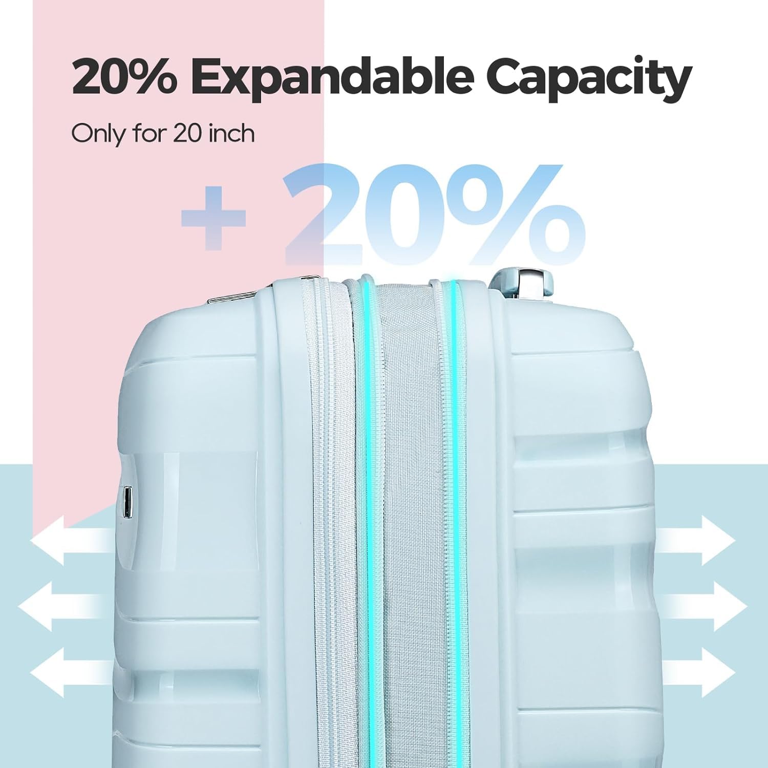 Melalenia Expandable PP Hard Shell Carry On Suitcase Set with Spinner Wheels & TSA Lock - 22x14x9 Inch Airline Approved Luggage for Business Travel & Vacation