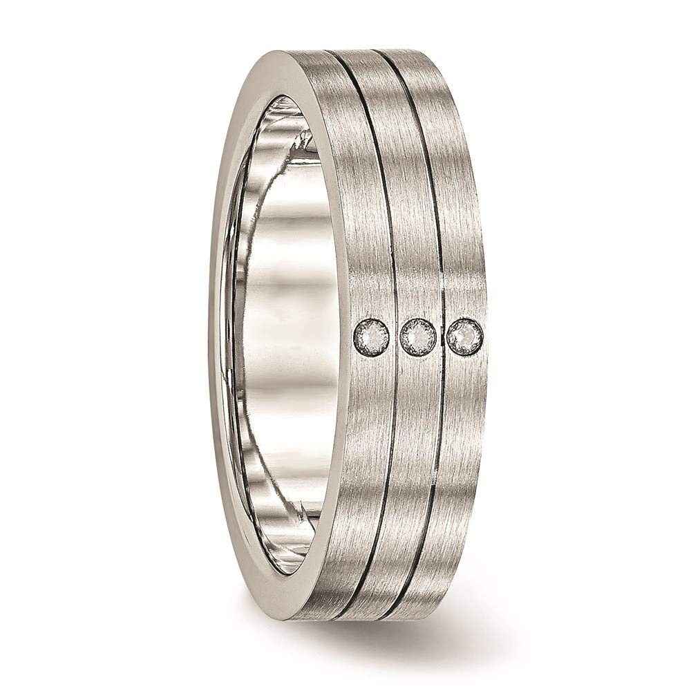 Brushed Stainless Steel Cubic Zirconia Ring for Women - Size 13 | Elegant Gift for Her