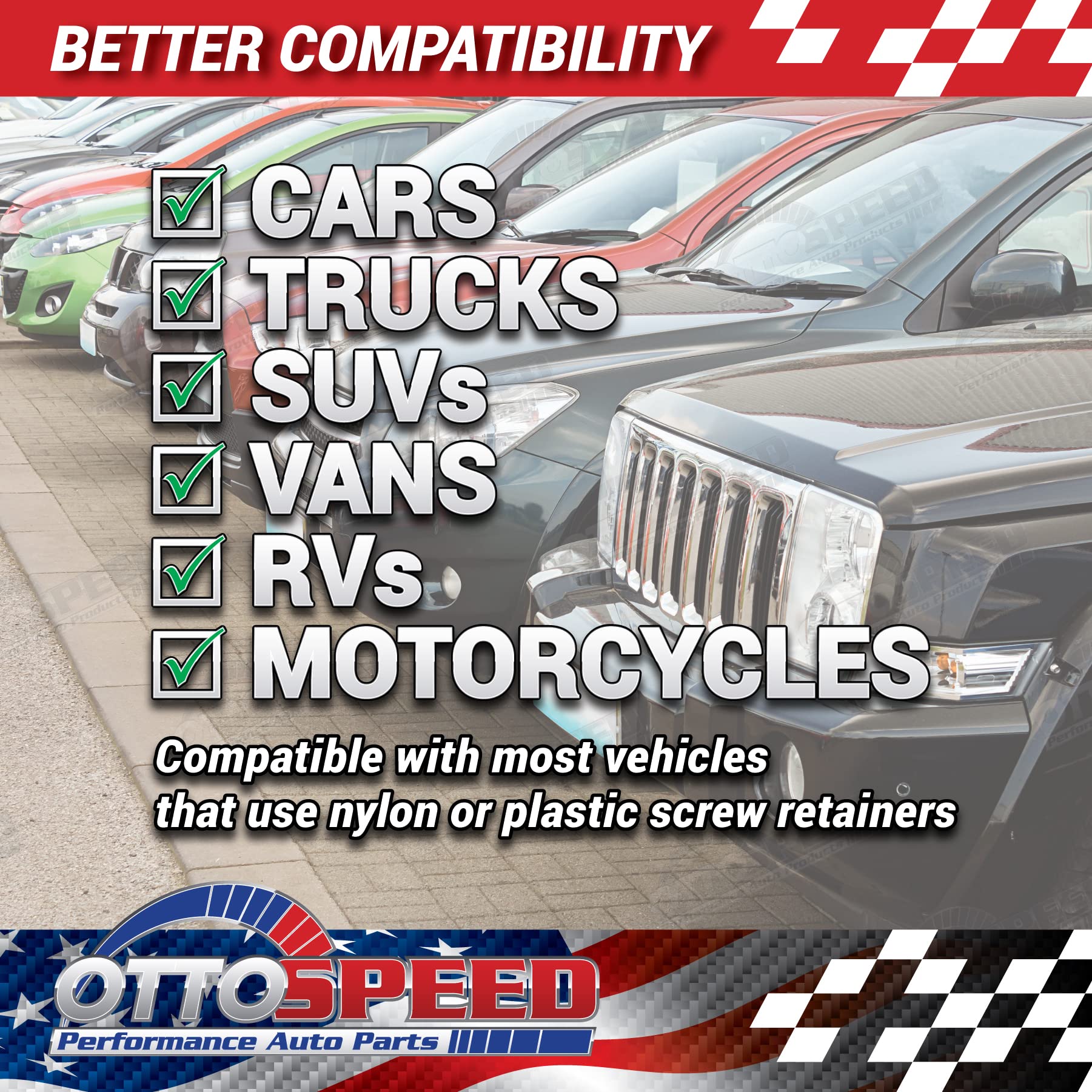 Chrome License Plate Screw Kit - Rustproof Self-Tapping Bolts for Cars, SUVs, Trucks - Easy Front & Back Installation