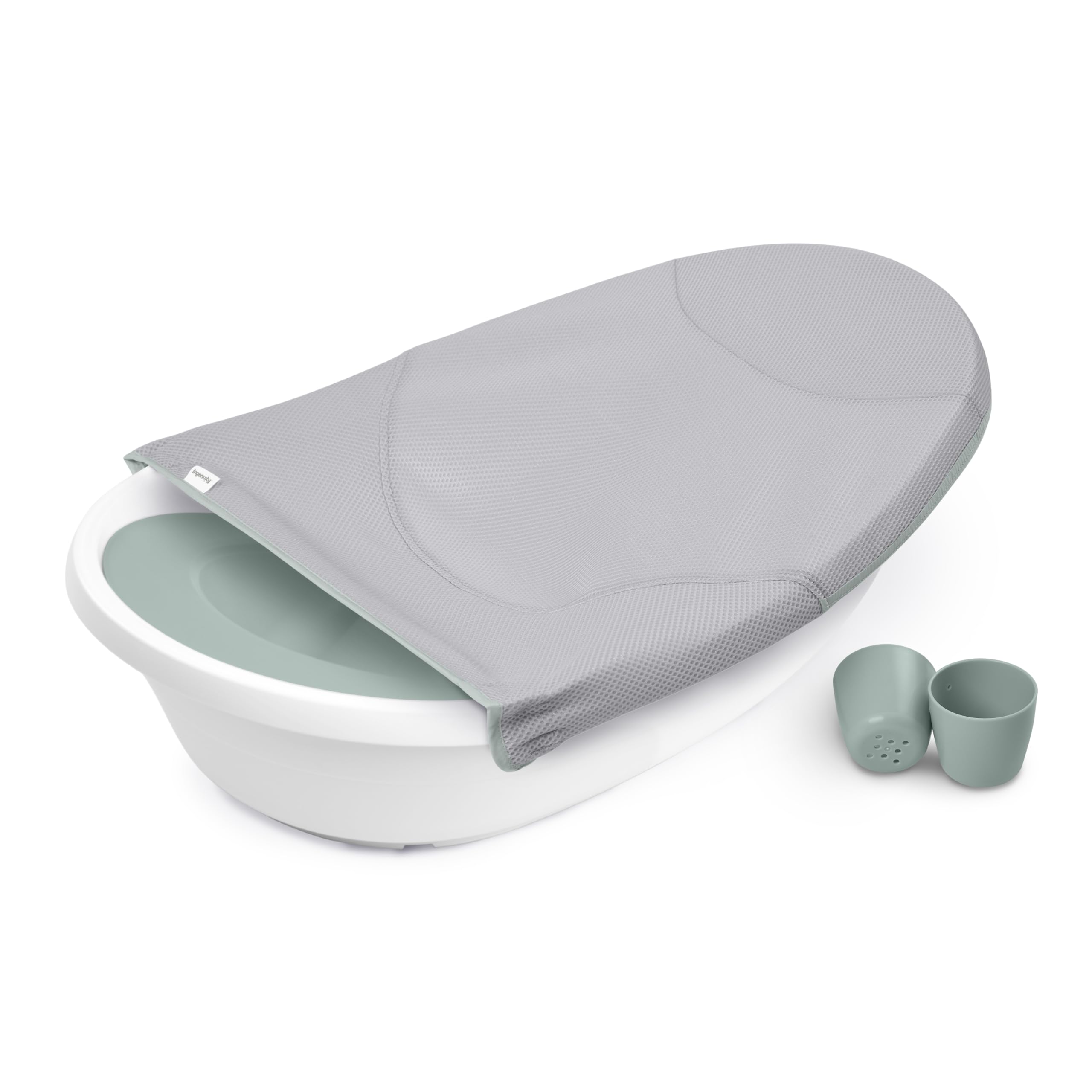 Ingenuity Room to Soak 4-in-1 Baby Bath Tub for Newborn to Toddler | Adjustable Sling & Supportive Seat | Includes 2 Pour & Rinse Cups | Easy Drain Plug | 0M+ | Perfect for Bath Time Safety & Comfort in Nursery or Travel