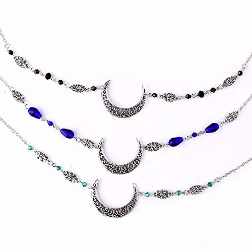 2Pcs Moon Headband & Star Bracelet Set - Witch Headpiece & Fairy Crown Hair Chain for Women - Perfect for Halloween Costumes, Cosplay, and Festival Accessories - Comes with Gift Box