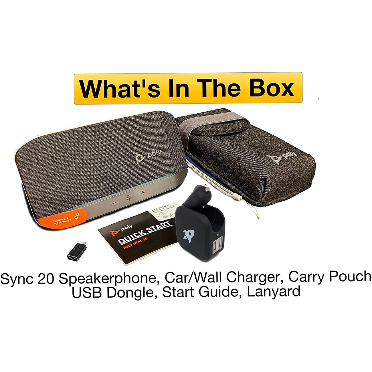 GTW Bundle with Poly SYNC 20+ USB-C Bluetooth Speakerphone - Wireless Conference Speaker with Dongle & Charger for Zoom, Webex, Google Meet, Microsoft Teams - Perfect for Home Office, Remote Work, Online Classes & Video Conferencing