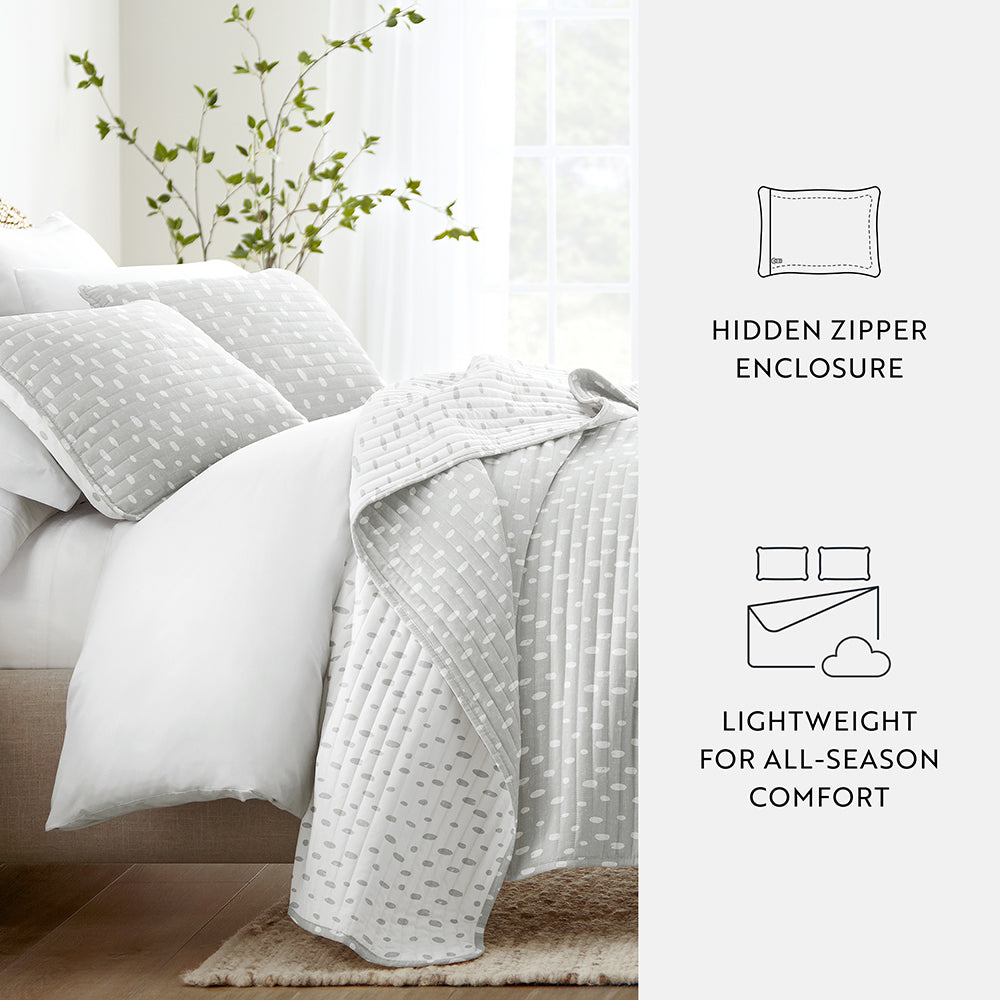 Reversible Quilted Coverlet Set with Painted Dots - Lightweight Bedspread for All Seasons | Perfect for Guest Rooms, Master Bedrooms & Cozy Home Decor
