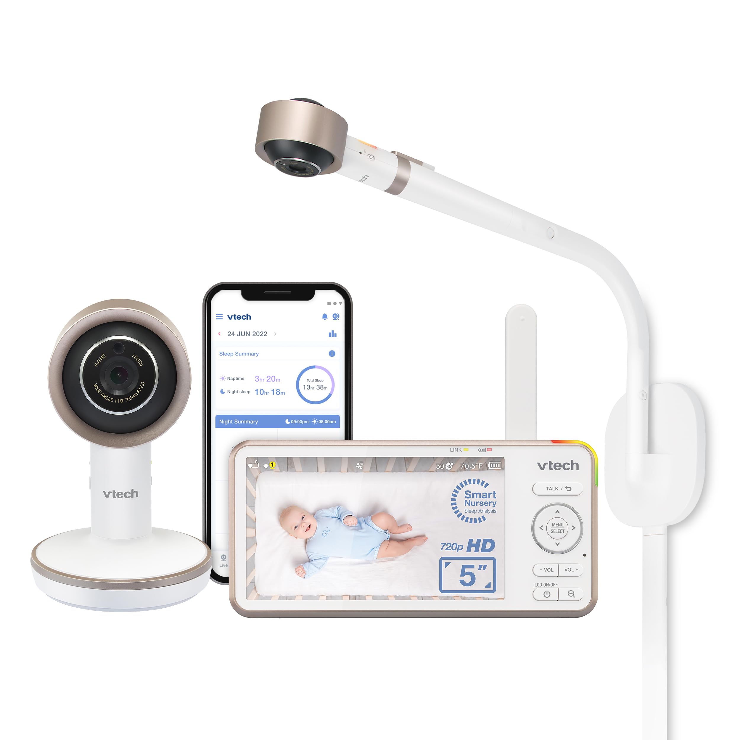 VTech V-Care VC2105 1080p FHD Smart Baby Monitor with 5