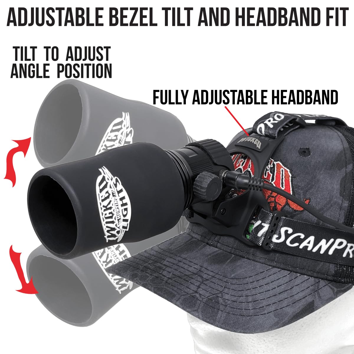 Wicked Lights ScanPro iC GEN4 3-in-1 LED Headlamp Kit (Green/Red/White) for Night Hunting Coyote, Predator, Varmint & Hogs - Perfect for Tracking, Field Dressing & Low-Light Hunting Scenarios