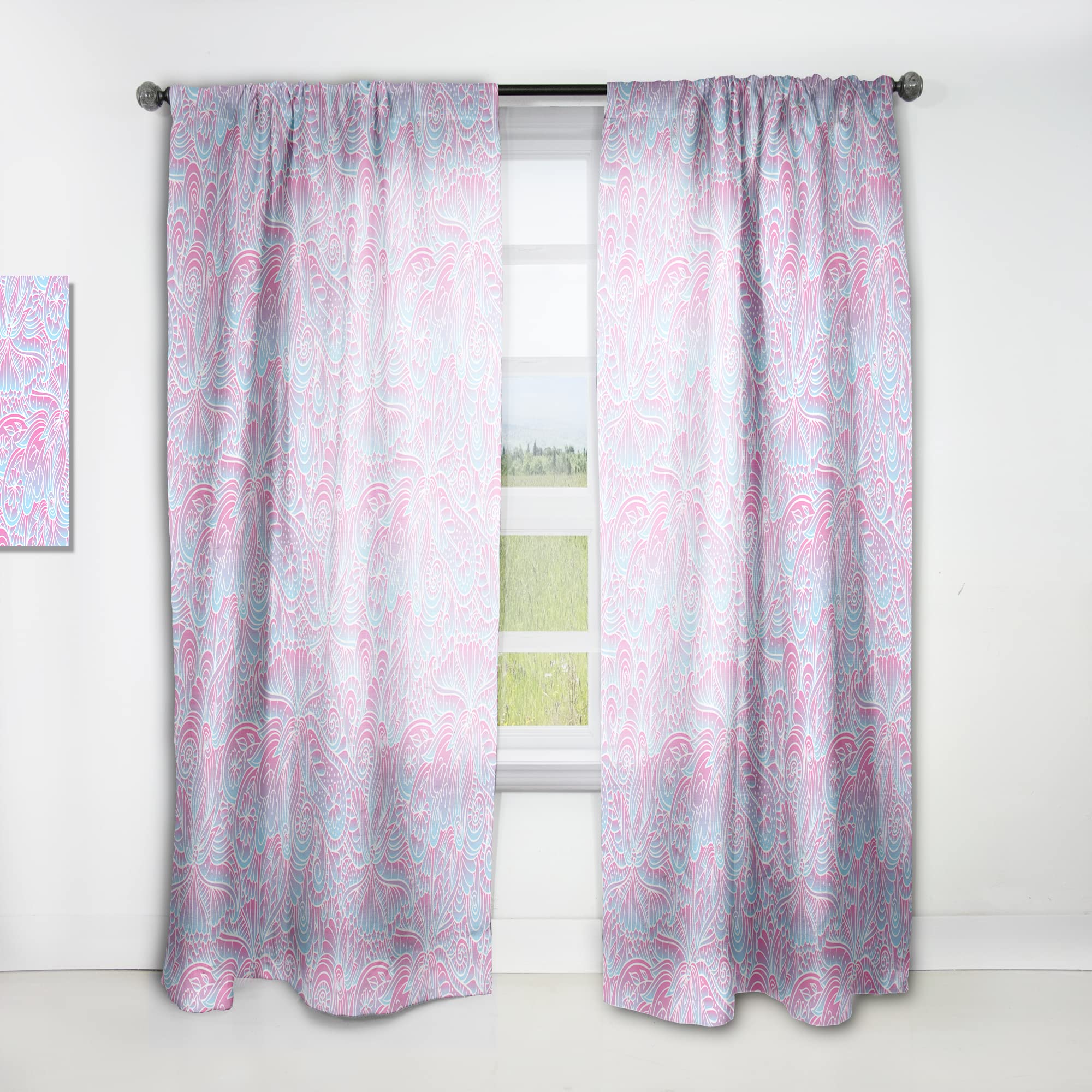 DesignQ Wavy Gradient Pattern Thermal Insulated Curtains - Single Panel 52x90 Inches - Blackout Drapes for Bedroom & Living Room - Perfect for Home Decor, Privacy & Temperature Control