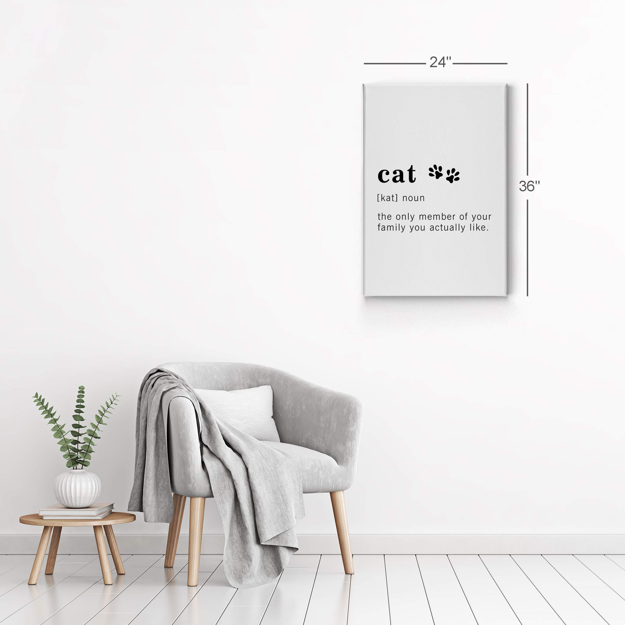 Funny Cat Definition Canvas Print - Inspirational Quote Wall Art for Office, Living Room, Bedroom & Bathroom - Ready to Hang Home Decor (36x24 inches) - Made in USA | Perfect Gift for Cat Lovers & Humor Enthusiasts