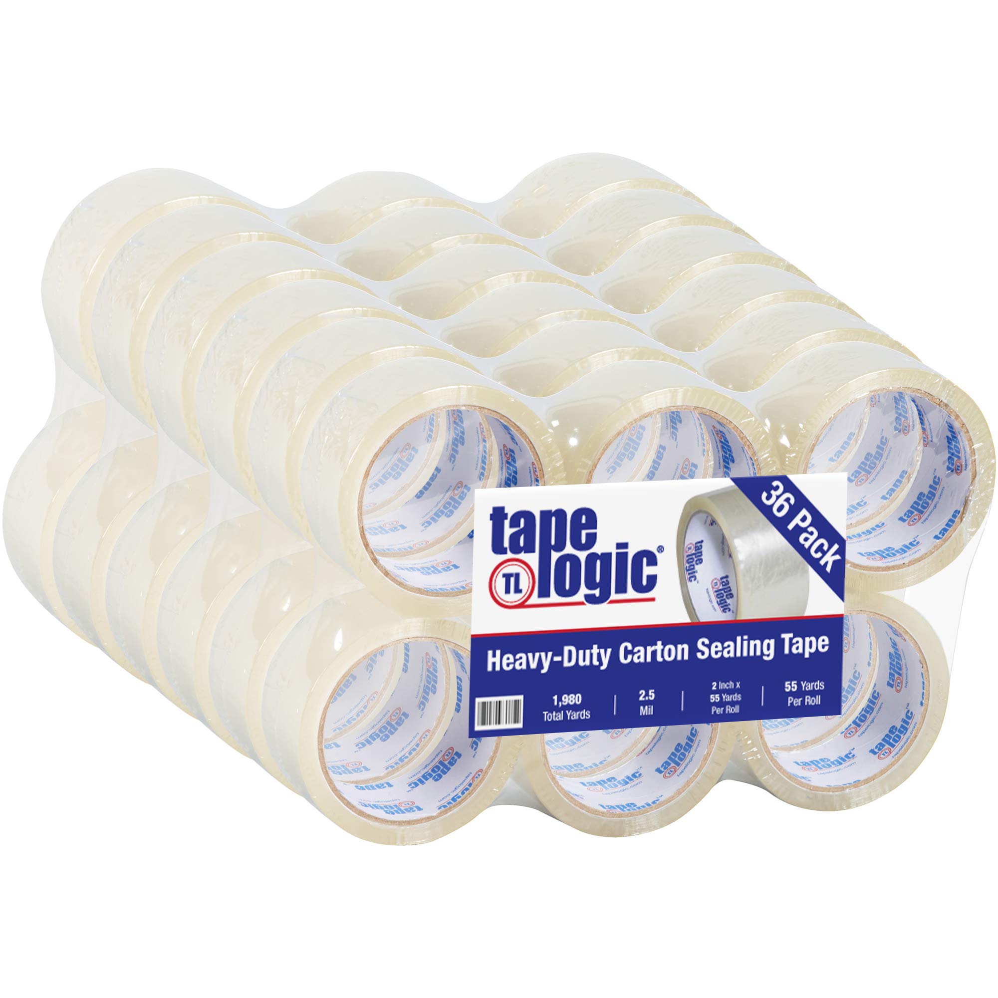 **Aviditi Tape Logic 2 Inch x 55 Yard 2.5 Mil Clear Heavy Duty Hot Melt Packing Tape - 36 Pack for Shipping, Moving, Home & Office Use - Strong Adhesive for Box Sealing & Packaging**