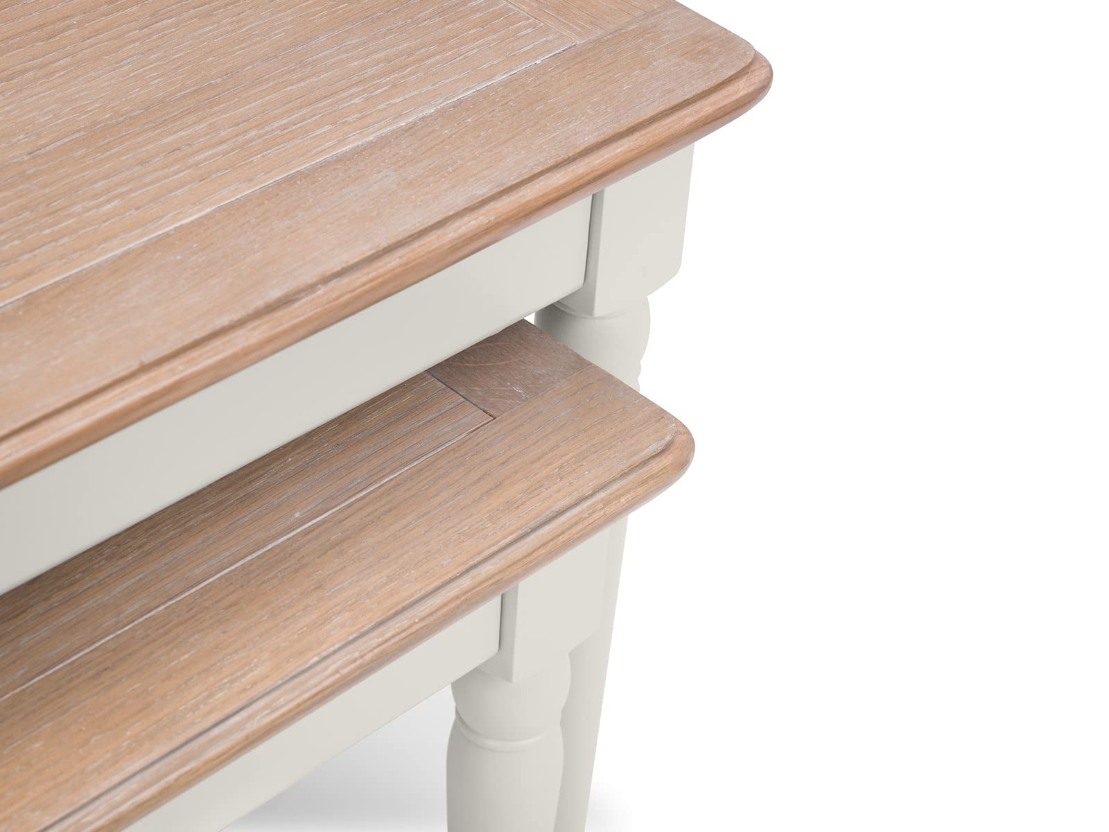 Provence Nest of Tables - Set of 3 Grey & Limed Oak Side Tables | Modern Living Room, Bedroom, or Office Furniture | Space-Saving End Tables with Storage