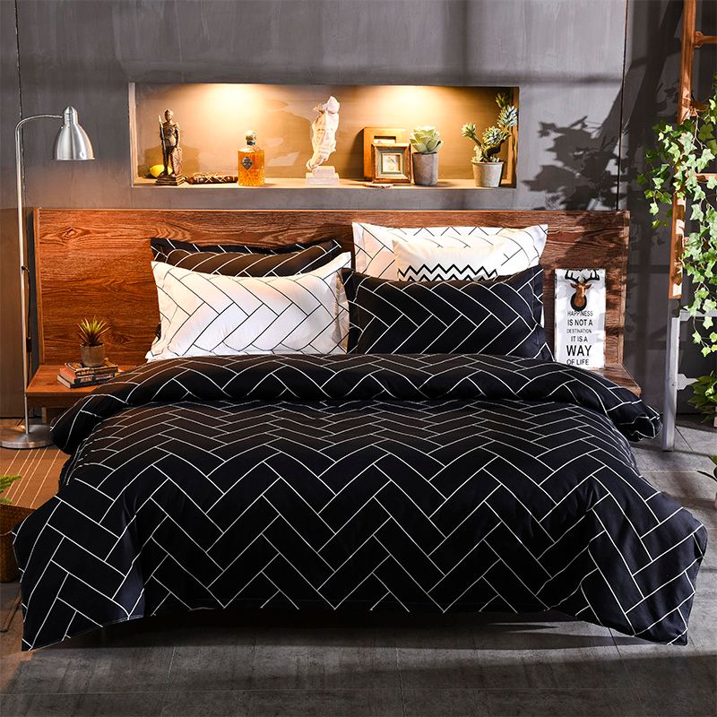 Black & White Queen Size Duvet Cover Set - Soft Bedding Quilt Cover with Pillowcases - Perfect for Master Bedroom, Guest Room & Cozy Home Decor