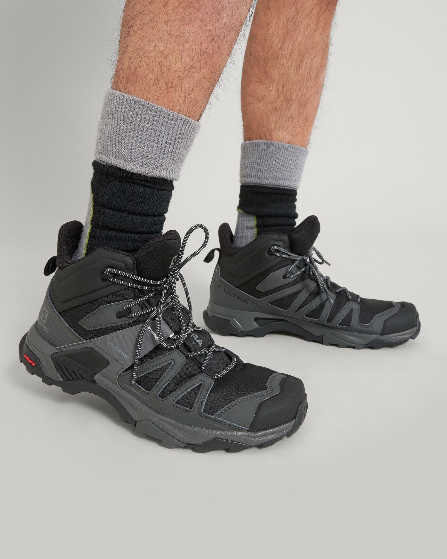 Men's Salomon X Ultra 4 GORE-TEX Mid Waterproof Hiking Boots - Black/Magnet/Pearl Blue - Lightweight & Durable for Trail Running, Backpacking & Outdoor Adventures