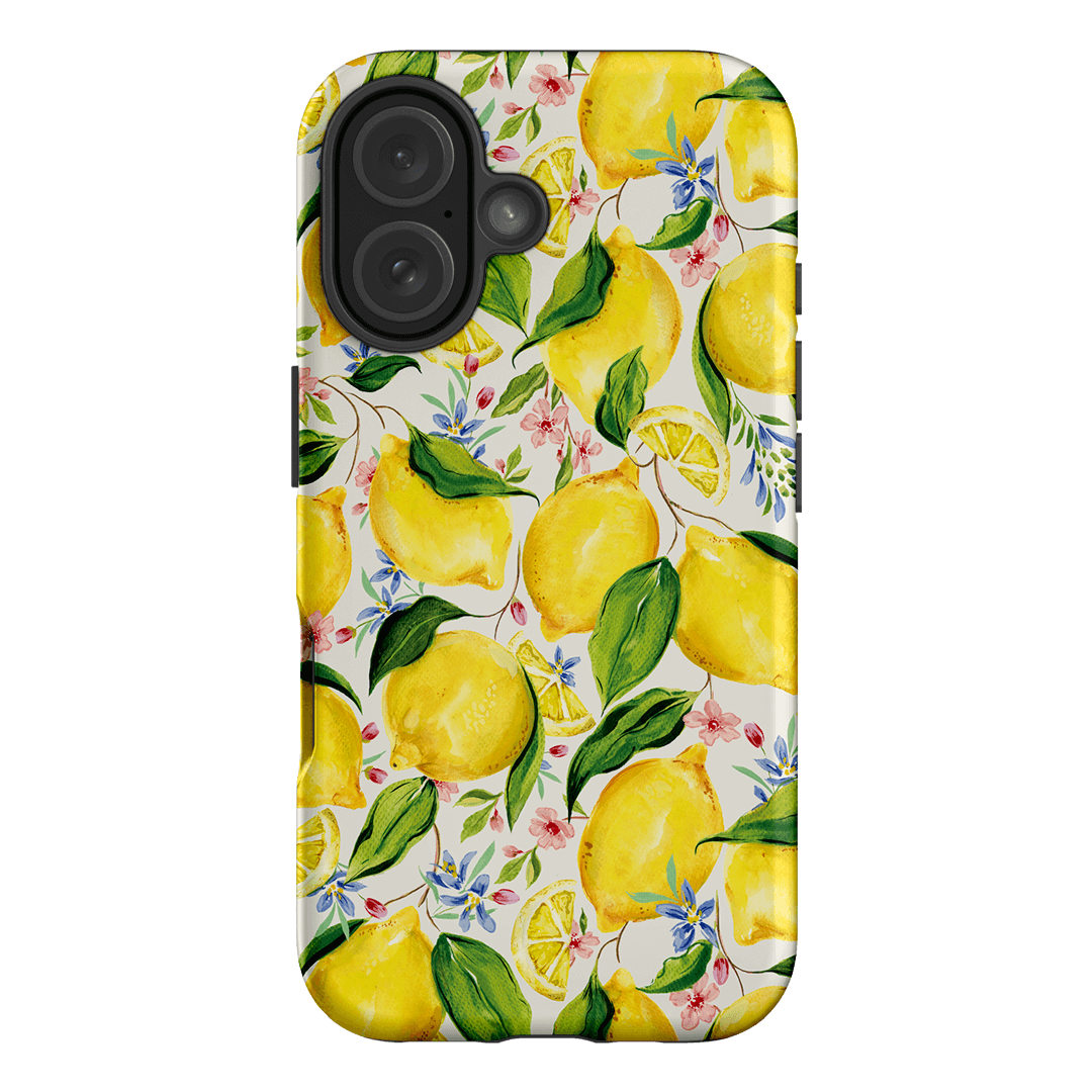 Premium Citrus Lemon Print Shockproof Phone Case for iPhone 15/14/13 - Trendy Summer Aesthetic with Drop Protection | Perfect for Beach, Vacation & Outdoor Activities