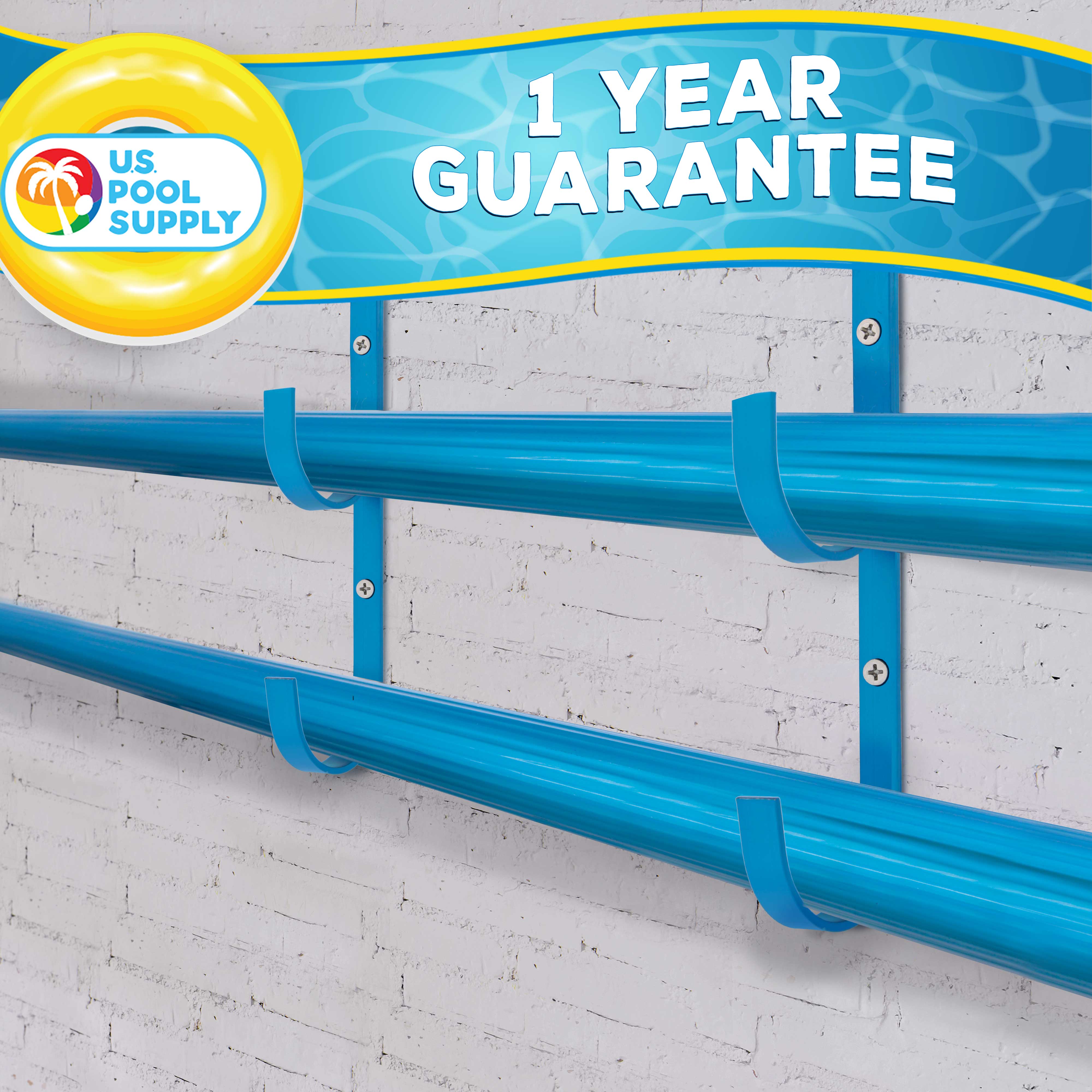 Premium Set of 2 Blue Aluminum Pool Hangers for Telescopic Poles - Heavy Duty Storage Solution for Pool Nets, Vacuums, Hoses & Accessories - Perfect for Organizing Swimming Pool Equipment & Maintaining Clean Backyard Oasis