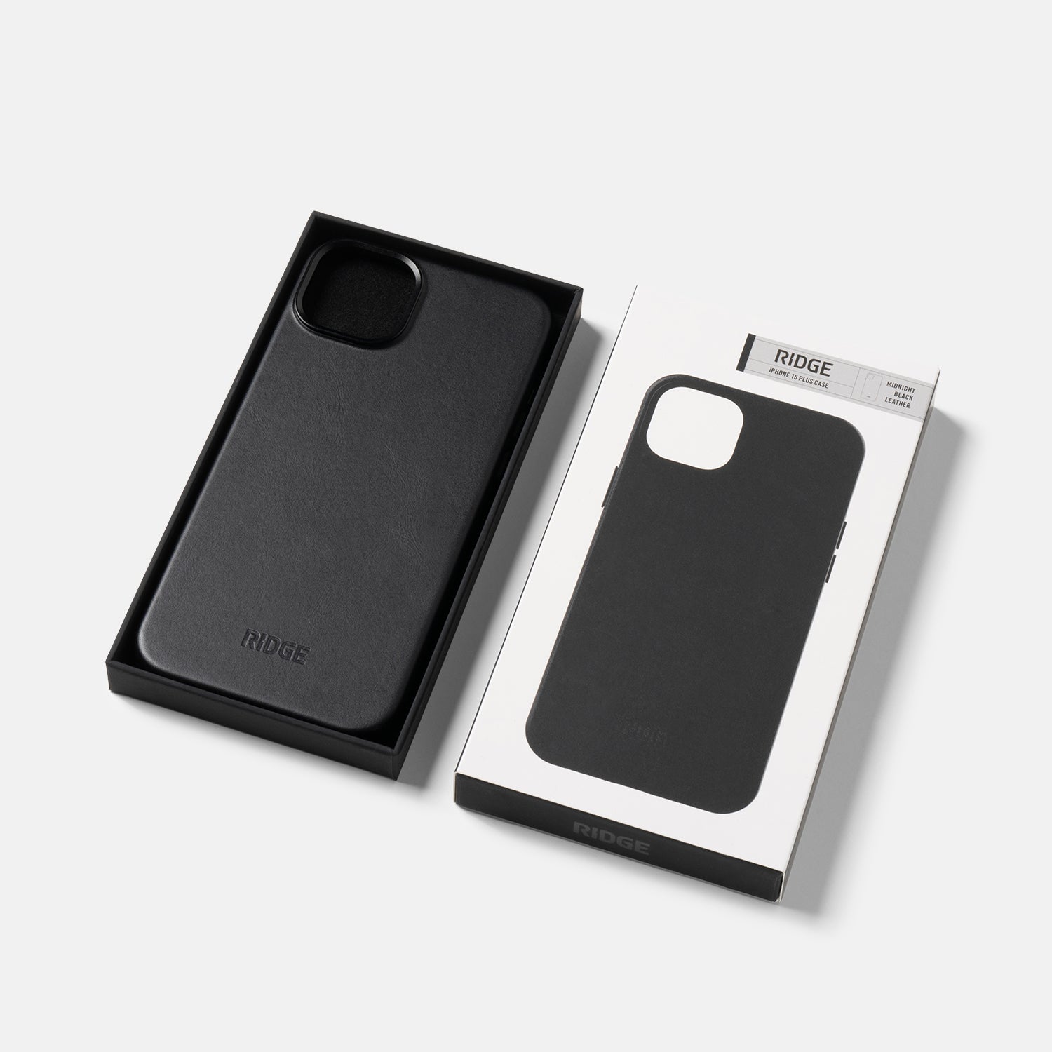 Premium Leather iPhone 15 Plus Case - Slim Protective Cover with Soft Touch Finish in Midnight Black - Perfect for Work, Travel & Everyday Use