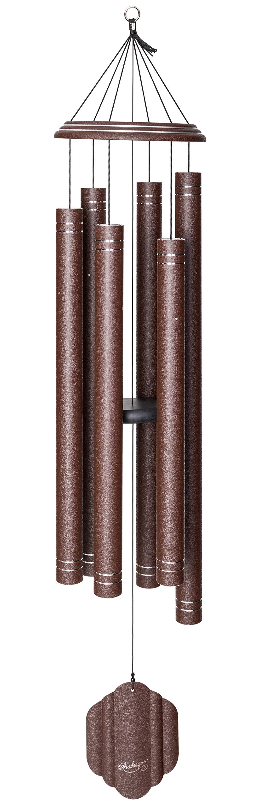Arabesque 59-inch Wind Chime with Chocolate Diamond Finish | Outdoor Garden Decor for Patio, Porch & Backyard | Soothing Wind Chimes for Relaxation