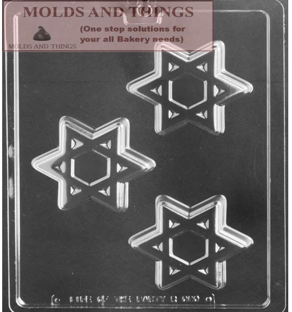 Jewish Star Cookie Chocolate Candy Mold - Star of David Chocolate Candy Mold with Copyrighted Molding Instructions | Perfect for Hanukkah Gifts, Holiday Baking & Kosher Dessert Making