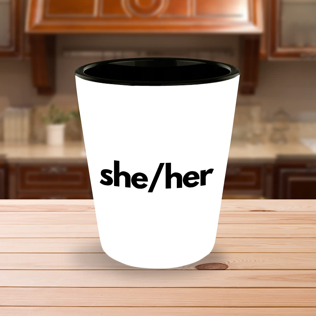 She Her Pronouns Shot Glass - Novelty LGBTQ+ Gift for Pride, Parties & Celebrations - Perfect for Cocktails, Shots & Barware Collections