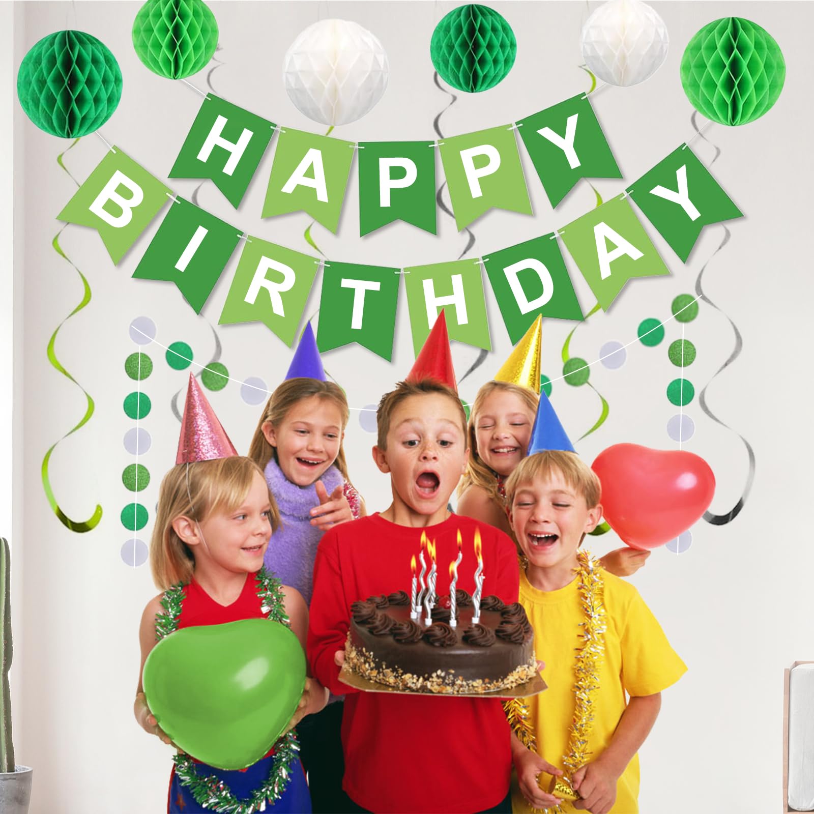Green and White Happy Birthday Banner - Premium Birthday Decorations for Women, Men, Girls & Boys | Perfect for Parties, Home Decor & Celebration Backdrops