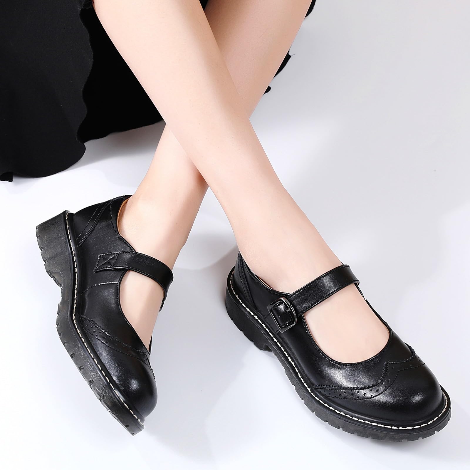 Women's Mary Jane Flats - Comfortable Leather Oxford Shoes with Round Toe & Non-Slip Sole | Dressy & Casual Style for Work, School & Everyday Wear | Perfect for Office, Classroom & Daily Outfits