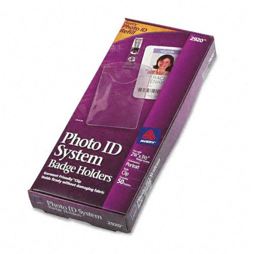 Avery Photo ID Badge Holder - Business Size Vertical with Clip - 50 per Box (2 Packs of 50, Total 100) - Ideal for Offices, Events, Schools & Security Personnel