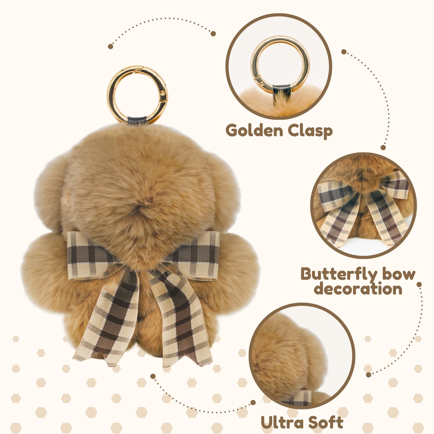 Original Bunnylulu Handmade Soft Bunny PomPom Keychain with Tin - Cute Plush Keychain for Bags, Gifts & Home Decor - Perfect Holiday Present for Kids & Bunny Lovers