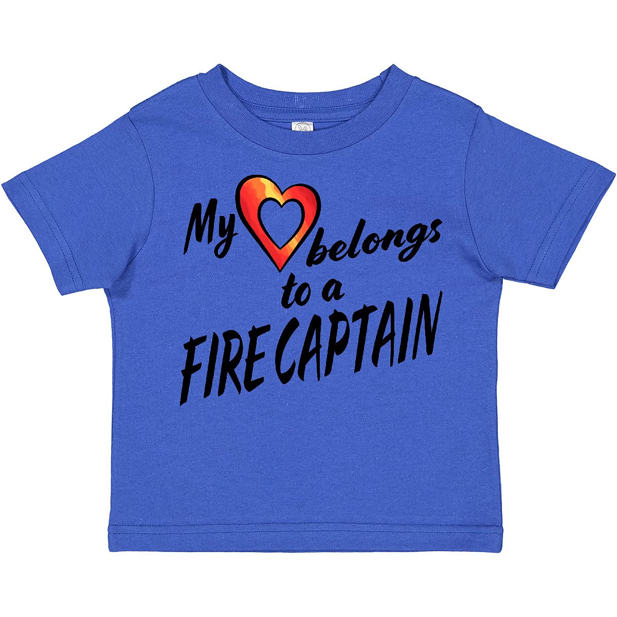 inktastic My Heart Belongs to a Fire Captain Toddler T-Shirt - Cute Red Heart Design for Firefighter Kids, Birthday Gifts & Family Events